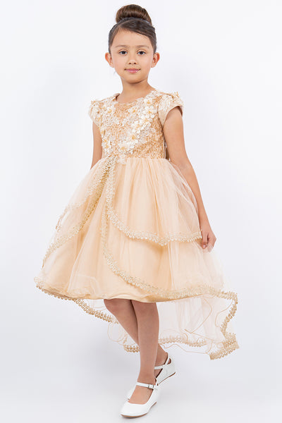 Elara Pearl Hi-Low Pageant Dress for Girls