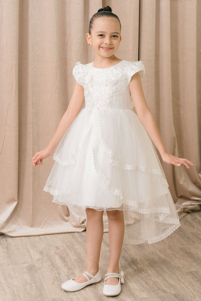 Elara Pearl Hi-Low Pageant Dress for Girls