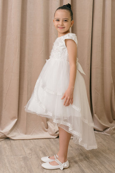 Elara Pearl Hi-Low Pageant Dress for Girls
