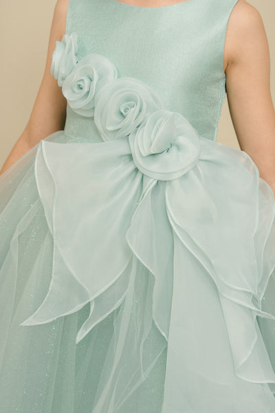 Elowen Bloom Sage Shimmer Tulle Party Dress