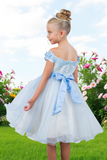 Knee Length Girls Off-Shoulder Dress | Flower Girl & Pageant