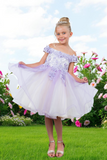Knee Length Girls Off-Shoulder Dress | Flower Girl & Pageant