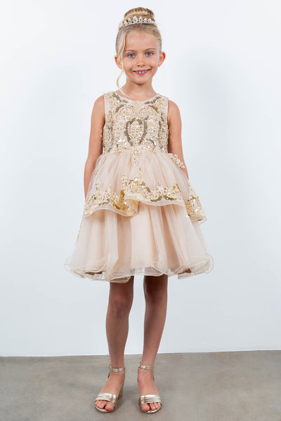 Lynsey Girls Short Sequin Tulle Pageant Dress