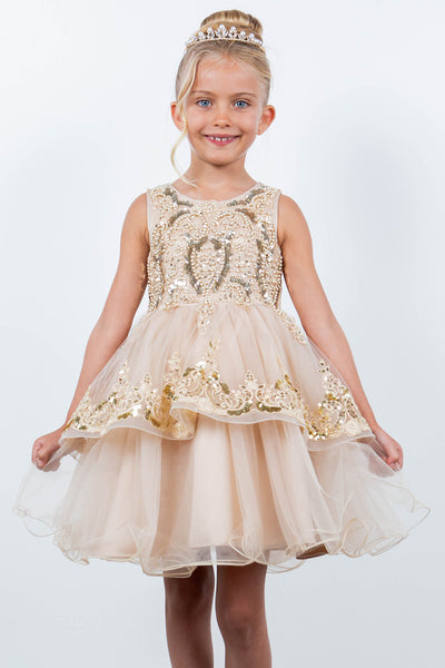 Lynsey Girls Short Sequin Tulle Pageant Dress
