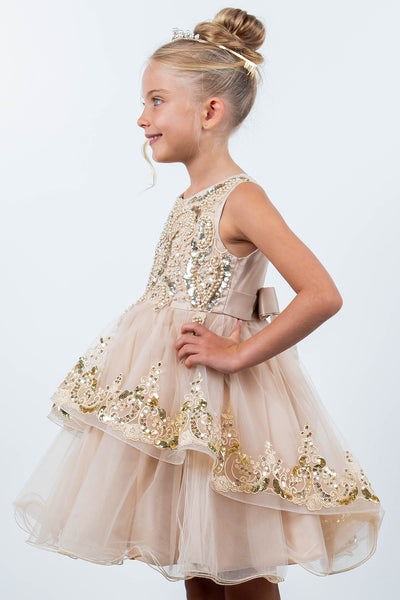 Lynsey Girls Short Sequin Tulle Pageant Dress
