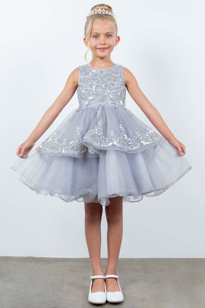 Lynsey Girls Short Sequin Tulle Pageant Dress