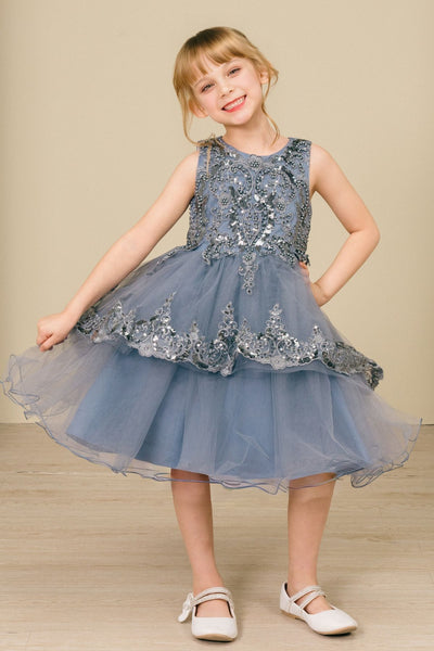 Lynsey Girls Short Sequin Tulle Pageant Dress