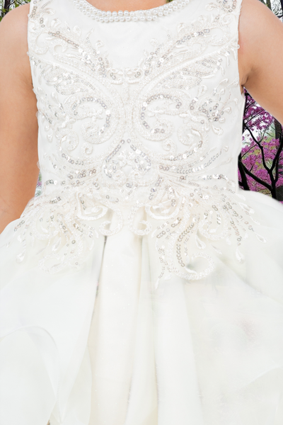 Ivory & Off-White Knee-Length Flower Girl Dress