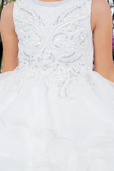 Ivory & Off-White Knee-Length Flower Girl Dress