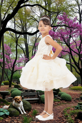 Ivory & Off-White Knee-Length Flower Girl Dress