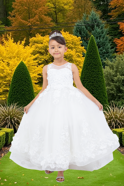 White Communion & Flower Girl Dress | High-Low & Ball Gown