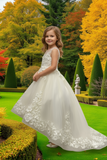 White Communion & Flower Girl Dress | High-Low & Ball Gown