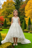 White Communion & Flower Girl Dress | High-Low & Ball Gown