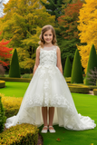 White Communion & Flower Girl Dress | High-Low & Ball Gown