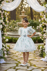 Floral Puff Sleeve Girls Dress – Party & Special Occasion