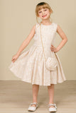 Pink Jacquard Wedding Flower Girl Dress with Purse