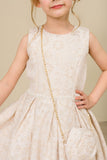 Pink Jacquard Wedding Flower Girl Dress with Purse