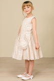 Pink Jacquard Wedding Flower Girl Dress with Purse