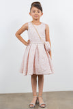 Pink Jacquard Wedding Flower Girl Dress with Purse