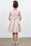 Pink Jacquard Wedding Flower Girl Dress with Purse