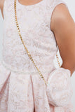 Pink Jacquard Wedding Flower Girl Dress with Purse