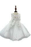 Crystal Tulle Baby Pageant Dress with 3D Flowers