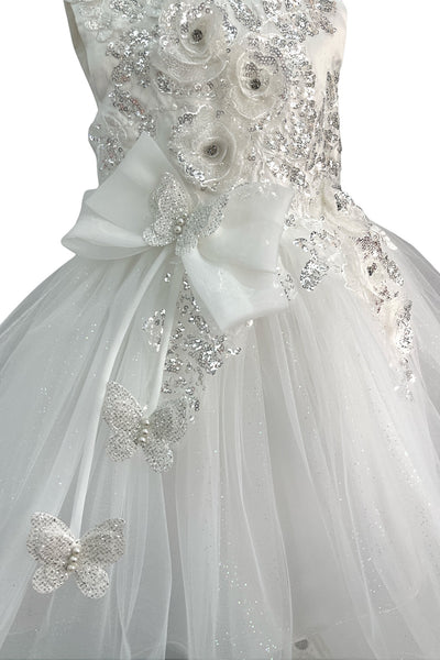 Crystal Tulle Baby Pageant Dress with 3D Flowers
