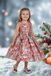 Holiday Jacquard Girls Dress – Burgundy or Dusty Blue