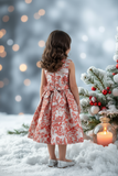 Holiday Jacquard Girls Dress – Burgundy or Dusty Blue