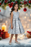 Holiday Jacquard Girls Dress – Burgundy or Dusty Blue