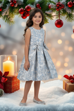 Holiday Jacquard Girls Dress – Burgundy or Dusty Blue