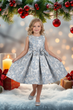 Holiday Jacquard Girls Dress – Burgundy or Dusty Blue