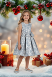 Holiday Jacquard Girls Dress – Burgundy or Dusty Blue