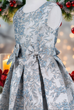 Holiday Jacquard Girls Dress – Burgundy or Dusty Blue