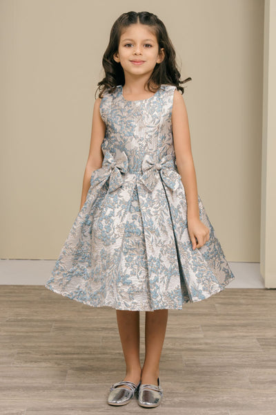 Holiday Jacquard Girls Dress – Burgundy or Dusty Blue