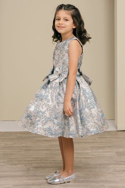 Holiday Jacquard Girls Dress – Burgundy or Dusty Blue