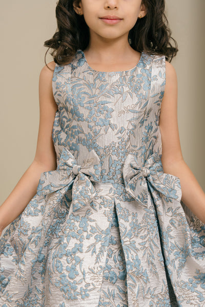 Holiday Jacquard Girls Dress – Burgundy or Dusty Blue