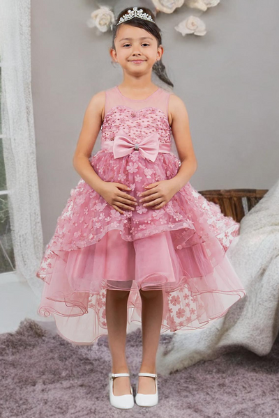 Dusty Pink Hi-Low Girls Party Dress | Blush Collection