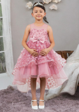 Dusty Pink Hi-Low Girls Party Dress | Blush Collection