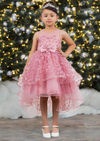 Dusty Pink Hi-Low Girls Party Dress | Blush Collection