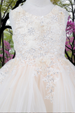 Girls Short Pageant & Party Dress – Blush, White, Champagne