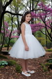 Girls Short Pageant & Party Dress – Blush, White, Champagne