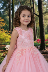 Girls Short Pageant & Party Dress – Blush, White, Champagne