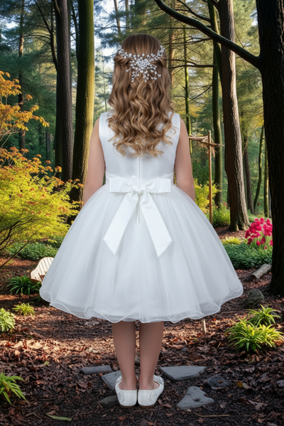 Girls Short Pageant & Party Dress – Blush, White, Champagne