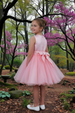 Girls Short Pageant & Party Dress – Blush, White, Champagne