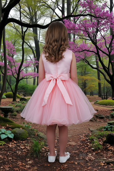 Girls Short Pageant & Party Dress – Blush, White, Champagne