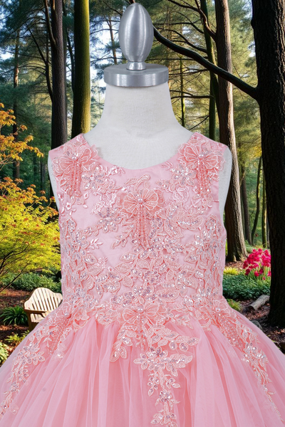 Girls Short Pageant & Party Dress – Blush, White, Champagne