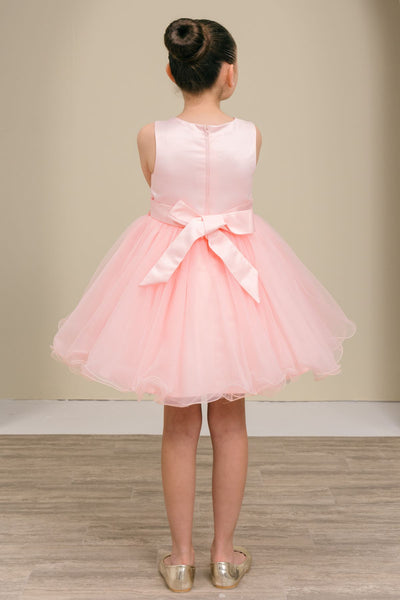 Lily Belle Girls Short Floral Applique Tulle Dress | Blush Kids