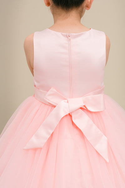 Lily Belle Girls Short Floral Applique Tulle Dress | Blush Kids