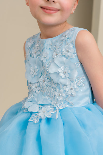 Girls Blue Floral Pageant Dress – Marisella Bloom